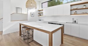 A kitchen with island bench